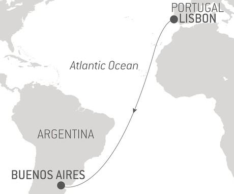 Map for Atlantic Ocean Voyage: From Lisbon To Buenos Aires