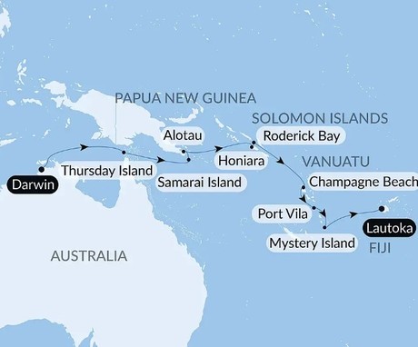Map for Little-Known Treasures of Melanesia - Luxury Cruise