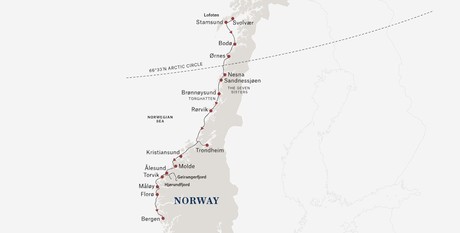 Map for Lofoten to the West Fjords Expedition Cruise