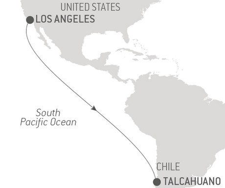Map for Ocean Voyage: Los Angeles - Talcahuano
