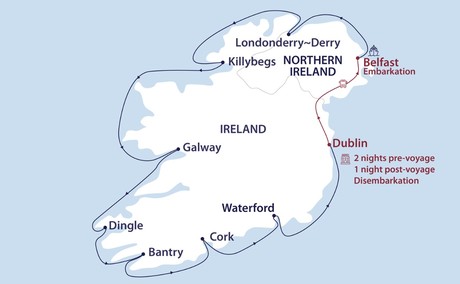 Map for Ireland Cruise: The Luck of the Irish 12 Day Cruise