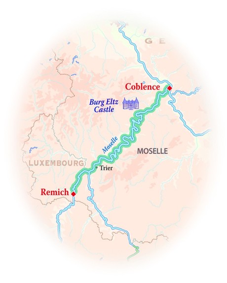 Map for Classic River Cruise – Germany & Luxembourg