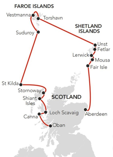 Map for Hebrides to the Faroes