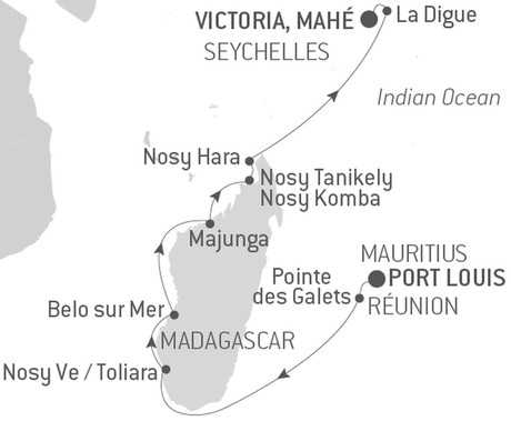Map for Adventure in Madagascar with Ponant