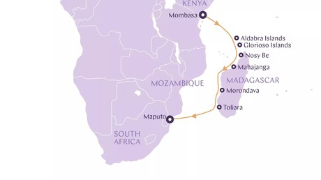 Map for Madagascar & its Eastern Islands Cruise