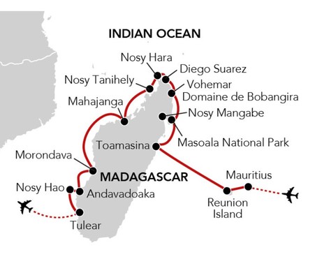 Map for Madagascar Coastal Odyssey