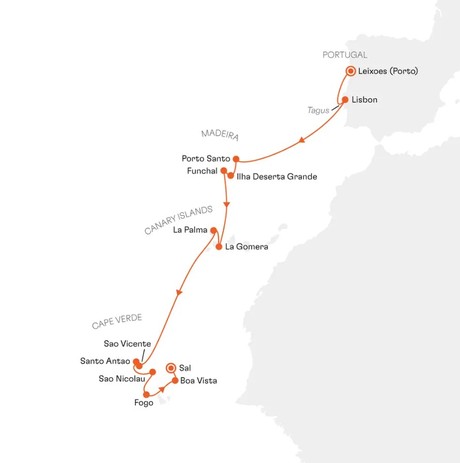 Map for Madeira, Canary Islands and Cape Verde Small Ship Cruise