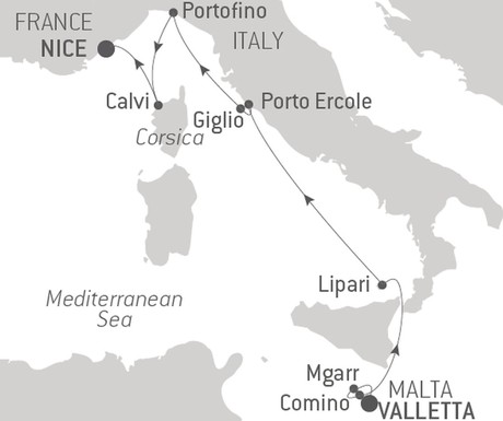 Map for Malta, Italian Shores and Isle of Beauty