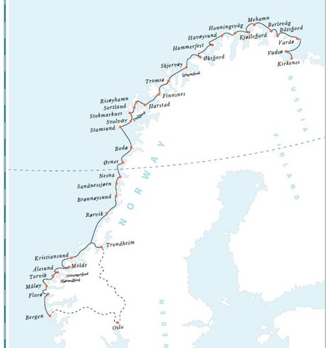 Map for Classic Voyage North: Bergen – Kirkenes