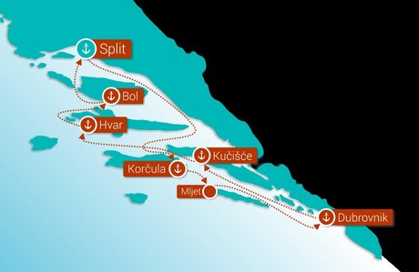 Map for Dalmatian Paradise: Split - Split (Deluxe Superior Ships)