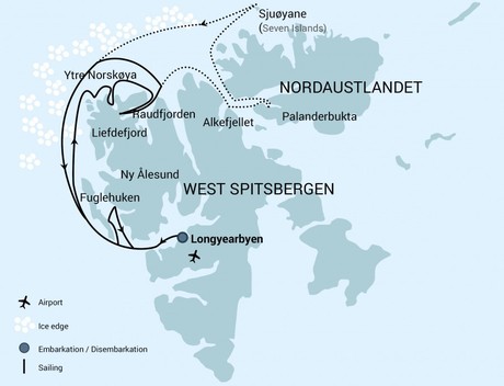 Map for North Spitsbergen Explorer, Versatile Landscapes, Sea Ice & Wildlife