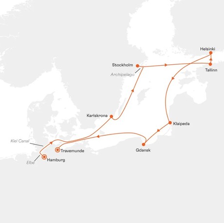 Map for Mare Balticum: Tradition Meets Modernity Small Ship Cruise