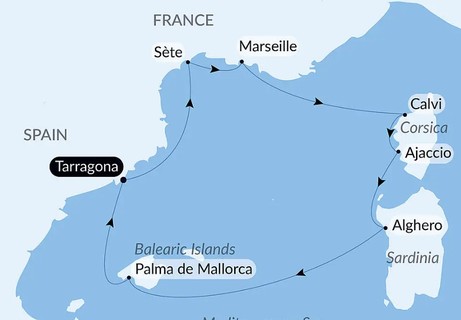 Map for Mediterranean Shores Luxury Cruise