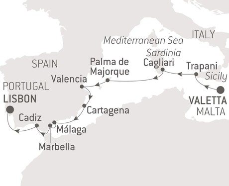 Map for From the Shores of the Mediterranean to the Atlantic Coast with Ponant