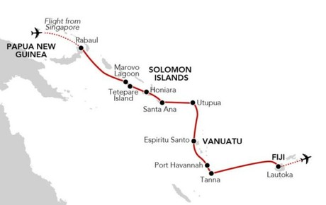 Map for Melanesian Odyssey 2027 - From Papua New Guinea to Fiji