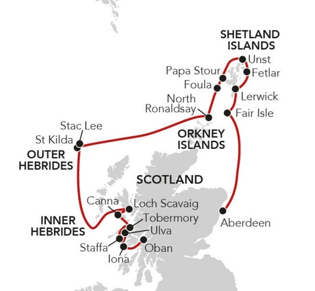 Map for Midsummer in the Scottish Islands Cruise