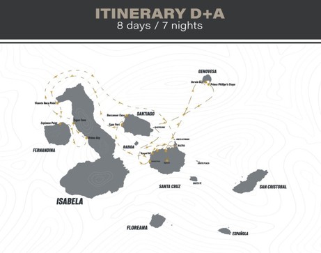 Map for Monserrat Galapagos 8 Day D + A Itinerary Cruise