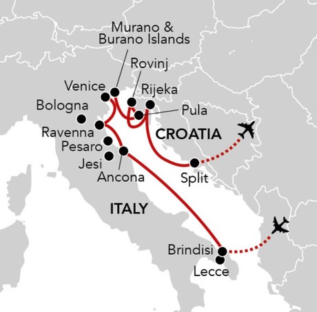Map for Musical Journey along the Adriatic aboard Serenissima