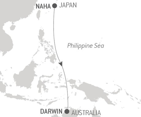 Map for Ocean Voyage: Naha - Darwin with Ponant