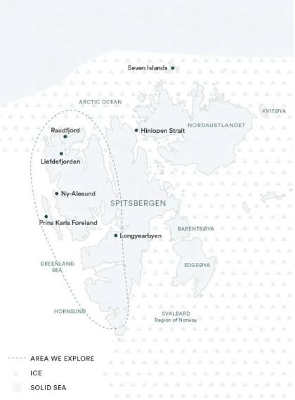 Map for Natural Wonders of Svalbard Photography Tour