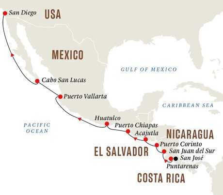 Map for Explore the Nature and Culture of Central America’s Pacific Coast