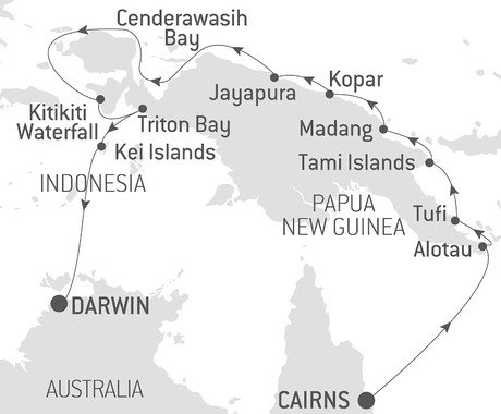 Map for New Guinea Odyssey aboard Le Laperouse