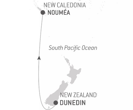 Map for Ocean Voyage: Dunedin - Noumea 7 Days in Luxury