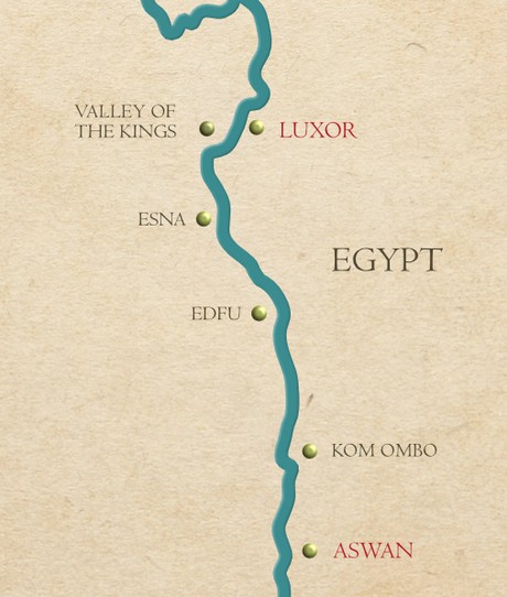 Map for Aswan to Luxor Luxury Nile Cruise