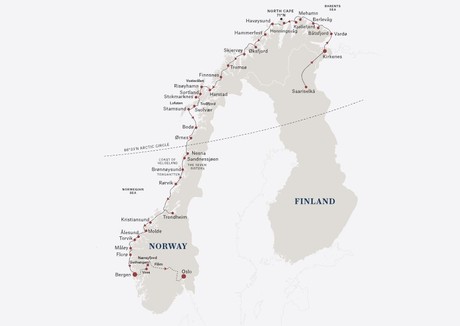 Map for A Nordic Winter Journey – Finnish Lapland, Norway and Oslo