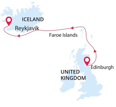 Map for British Isles & Faroes & Iceland - North Atlantic Wonders
