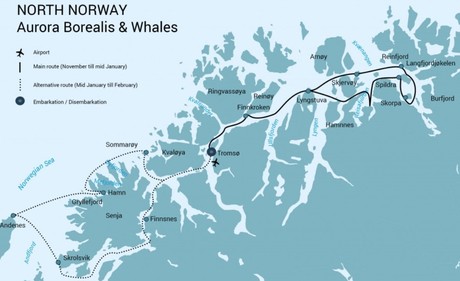 Map for North Norway, Aurora Borealis & Whales