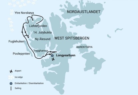 Map for North Spitsbergen - Arctic Summer