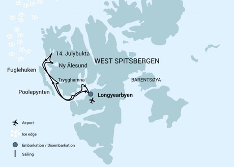 Map for North Spitsbergen - Arctic Spring - Hike & Sail & Ski