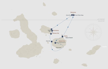 Map for La Pinta Northern Galápagos 5 Day Cruise