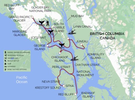 Map for Northern Passages with Glacier Bay & Sitka - Alaska Cruise