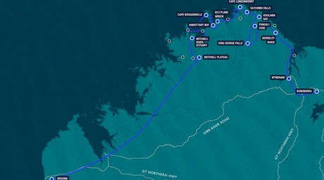 Map for Northern Quest - 8 Day Northern Kimberley Cruise