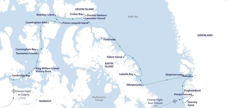 Map for Northwest Passage 17 Day Adventure Cruise