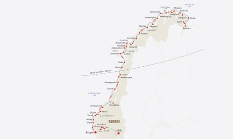 Map for Complete Norway - Rail and Fjord Adventure Cruise