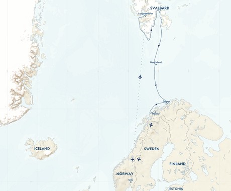 Map for Norwegian Discovery: Svalbard and the Northern Fjords