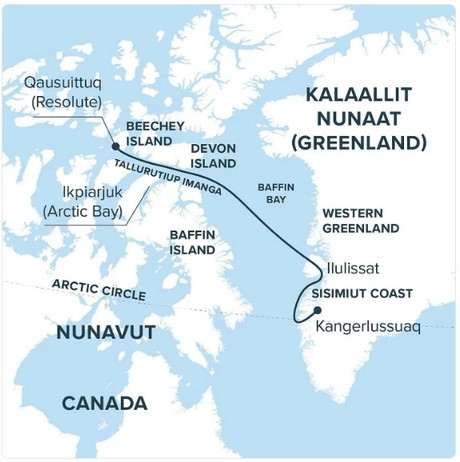 Map for Northwest Passage: Eastern Gateway - Arctic Cruise