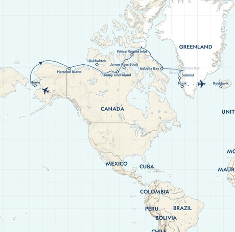 Map for Northwest Passage Expedition: Greenland to Alaska