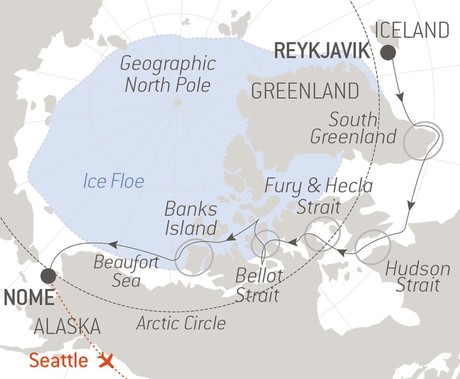 Map for The Northwest Passage with Ponant