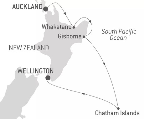 Map for New Zealand's North Island & Chatham Islands