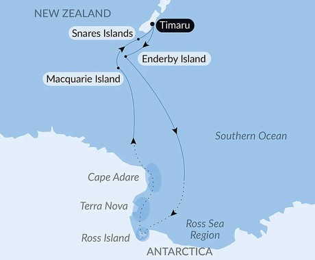 Map for Cruise Scott & Shackleton's Antarctic - Ross Sea Expedition