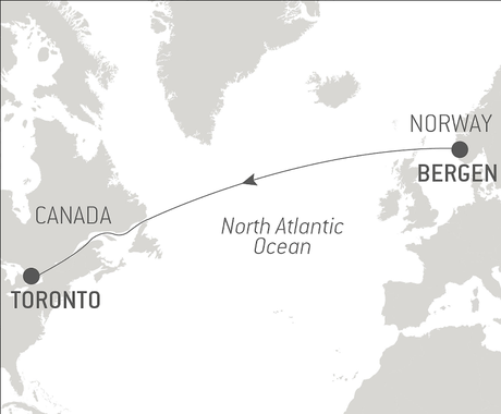 Map for Ocean Voyage: Bergen - Toronto