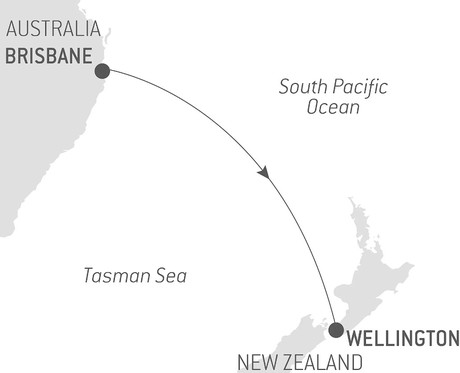 Map for Ocean Voyage: Brisbane - Wellington