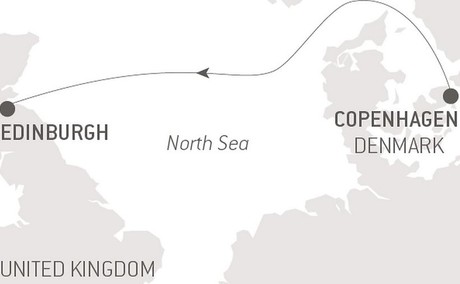Map for Ocean Voyage: Copenhagen - Rosyth
