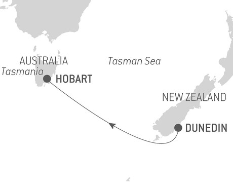 Map for Ocean Voyage: Dunedin - Hobart