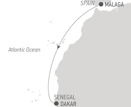 Map for Ocean Voyage: Málaga - Dakar