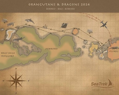 Map for Orangutans And Dragons - Cruising the Rivers of Kalimantan